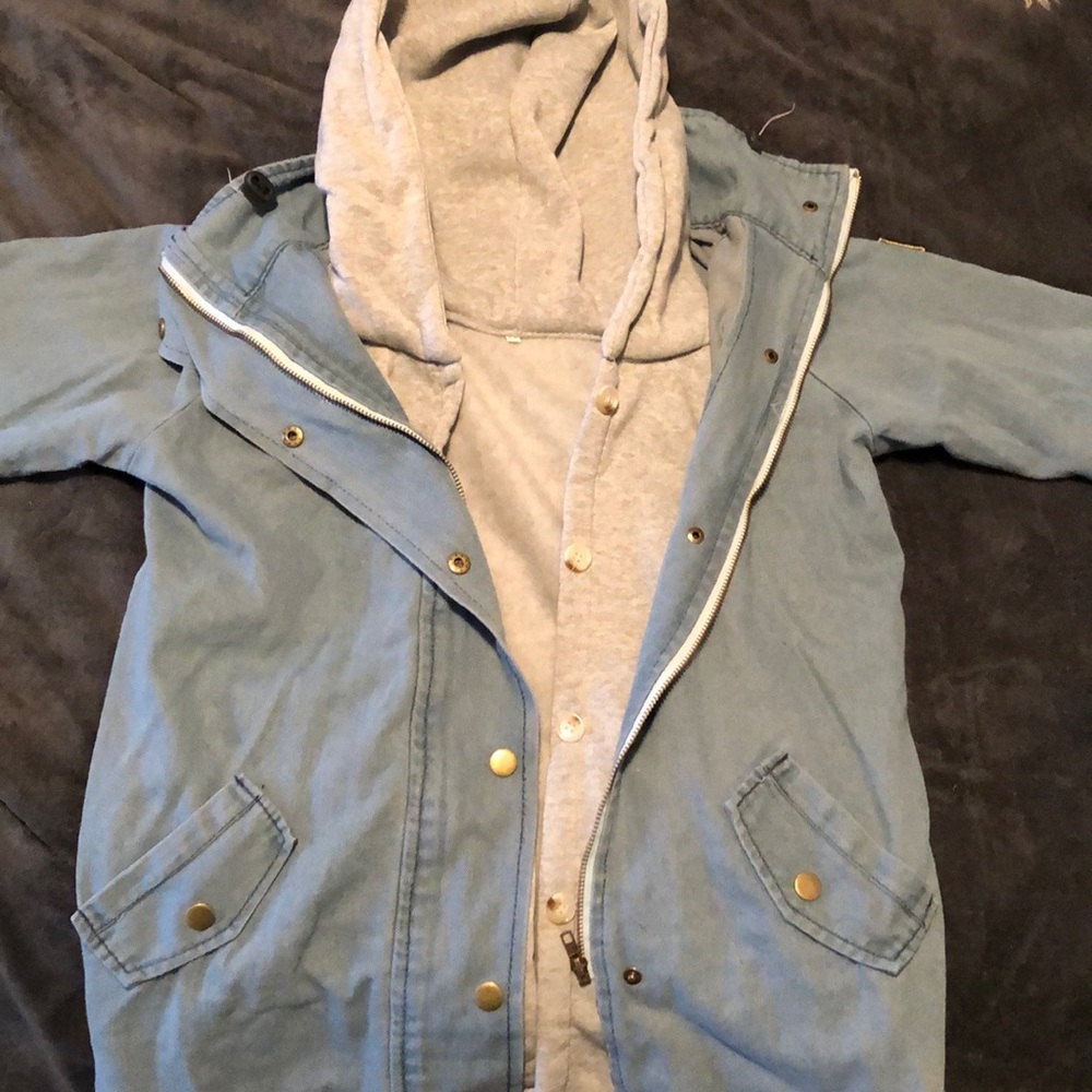 Oversized jean jacket with hoodie (one size)